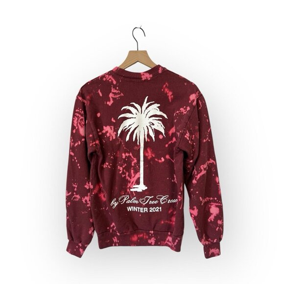 Palm Tree Crew Sweatshirt Tie Dye Unisex Size S Small Red - Picture 2 of 6